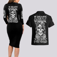 My Give A F Mad Skull Couples Matching Long Sleeve Bodycon Dress and Hawaiian Shirt - Wonder Print Shop