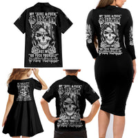My Give A F Mad Skull Family Matching Long Sleeve Bodycon Dress and Hawaiian Shirt - Wonder Print Shop