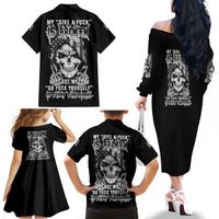 My Give A F Mad Skull Family Matching Off Shoulder Long Sleeve Dress and Hawaiian Shirt - Wonder Print Shop