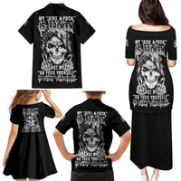 My Give A F Mad Skull Family Matching Puletasi Dress and Hawaiian Shirt - Wonder Print Shop