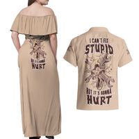 I Can Fix Stupid But It's Gonna Hurt Couples Matching Off Shoulder Maxi Dress and Hawaiian Shirt - Wonder Print Shop