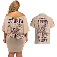 I Can Fix Stupid But It's Gonna Hurt Couples Matching Off Shoulder Short Dress and Hawaiian Shirt - Wonder Print Shop