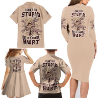 I Can Fix Stupid But It's Gonna Hurt Family Matching Long Sleeve Bodycon Dress and Hawaiian Shirt - Wonder Print Shop