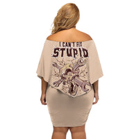 I Can Fix Stupid But It's Gonna Hurt Off Shoulder Short Dress - Wonder Print Shop