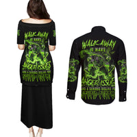 Walk Away I Have Anger Issues Couples Matching Puletasi Dress and Long Sleeve Button Shirt - Wonder Print Shop