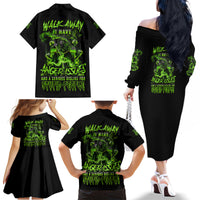 Walk Away I Have Anger Issues Family Matching Off Shoulder Long Sleeve Dress and Hawaiian Shirt - Wonder Print Shop