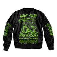 Walk Away I Have Anger Issues Sleeve Zip Bomber Jacket - Wonder Print Shop