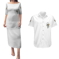 She Is Sunshine Skull Sunflower Couples Matching Puletasi Dress and Hawaiian Shirt - Wonder Print Shop