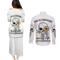 She Is Sunshine Skull Sunflower Couples Matching Puletasi Dress and Long Sleeve Button Shirt - Wonder Print Shop