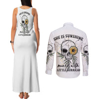 She Is Sunshine Skull Sunflower Couples Matching Tank Maxi Dress and Long Sleeve Button Shirt - Wonder Print Shop