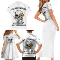 She Is Sunshine Skull Sunflower Family Matching Short Sleeve Bodycon Dress and Hawaiian Shirt - Wonder Print Shop