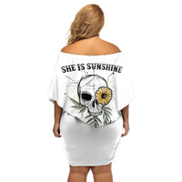 She Is Sunshine Skull Sunflower Off Shoulder Short Dress - Wonder Print Shop