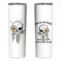 She Is Sunshine Skull Sunflower Skinny Tumbler - Wonder Print Shop