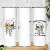 She Is Sunshine Skull Sunflower Skinny Tumbler - Wonder Print Shop