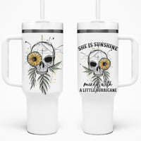 She Is Sunshine Skull Sunflower Tumbler With Handle - Wonder Print Shop