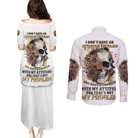 I Don't Have An Attitude Problem Couples Matching Puletasi Dress and Long Sleeve Button Shirt - Wonder Print Shop