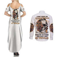 I Don't Have An Attitude Problem Couples Matching Summer Maxi Dress and Long Sleeve Button Shirt - Wonder Print Shop