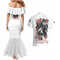 Love Me Like My Demons Do Skull Couples Matching Mermaid Dress and Hawaiian Shirt - Wonder Print Shop