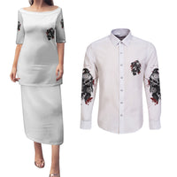 Love Me Like My Demons Do Skull Couples Matching Puletasi Dress and Long Sleeve Button Shirt - Wonder Print Shop