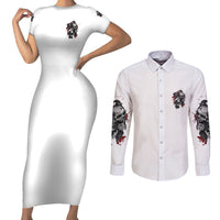 Love Me Like My Demons Do Skull Couples Matching Short Sleeve Bodycon Dress and Long Sleeve Button Shirt - Wonder Print Shop