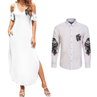 Love Me Like My Demons Do Skull Couples Matching Summer Maxi Dress and Long Sleeve Button Shirt - Wonder Print Shop
