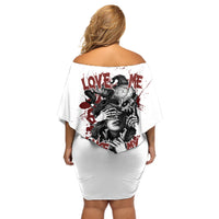 Love Me Like My Demons Do Skull Off Shoulder Short Dress - Wonder Print Shop