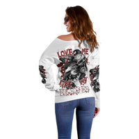 Love Me Like My Demons Do Skull Off Shoulder Sweater - Wonder Print Shop