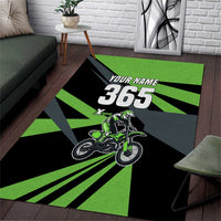 Custom Green Extreme Motocross Area Rug Dirt Bike Rider Design - Wonder Print Shop