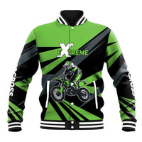 Custom Green Extreme Motocross Baseball Jacket Dirt Bike Rider Design - Wonder Print Shop