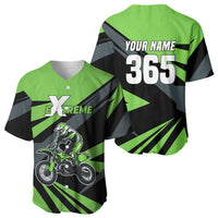 Custom Green Extreme Motocross Baseball Jersey Dirt Bike Rider Design - Wonder Print Shop