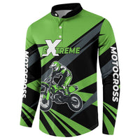 Custom Green Extreme Motocross Button Sweatshirt Dirt Bike Rider Design - Wonder Print Shop