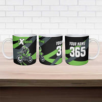 Custom Green Extreme Motocross Ceramic Mug Dirt Bike Rider Design - Wonder Print Shop
