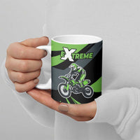Custom Green Extreme Motocross Ceramic Mug Dirt Bike Rider Design - Wonder Print Shop