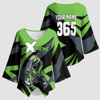 Custom Green Extreme Motocross Kimono Sleeve Blouse Dirt Bike Rider Design - Wonder Print Shop