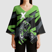 Custom Green Extreme Motocross Kimono Sleeve Blouse Dirt Bike Rider Design - Wonder Print Shop