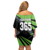 Custom Green Extreme Motocross Off Shoulder Short Dress Dirt Bike Rider Design - Wonder Print Shop