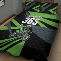 Custom Green Extreme Motocross Quilt Bed Set Dirt Bike Rider Design - Wonder Print Shop