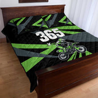 Custom Green Extreme Motocross Quilt Bed Set Dirt Bike Rider Design - Wonder Print Shop