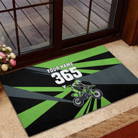 Custom Green Extreme Motocross Rubber Doormat Dirt Bike Rider Design - Wonder Print Shop