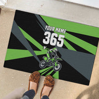 Custom Green Extreme Motocross Rubber Doormat Dirt Bike Rider Design - Wonder Print Shop
