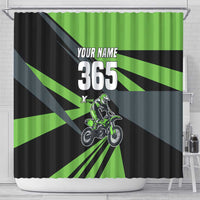 Custom Green Extreme Motocross Shower Curtain Dirt Bike Rider Design - Wonder Print Shop