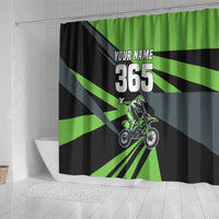 Custom Green Extreme Motocross Shower Curtain Dirt Bike Rider Design - Wonder Print Shop