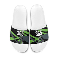 Custom Green Extreme Motocross Slide Sandals Dirt Bike Rider Design - Wonder Print Shop