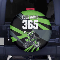 Custom Green Extreme Motocross Spare Tire Cover Dirt Bike Rider Design - Wonder Print Shop