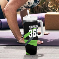 Custom Green Extreme Motocross Tumbler With Handle Dirt Bike Rider Design - Wonder Print Shop