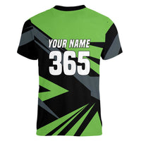 Custom Green Extreme Motocross Women V-Neck T-Shirt Dirt Bike Rider Design - Wonder Print Shop