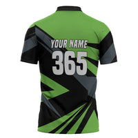 Custom Green Extreme Motocross Zipper Polo Shirt Dirt Bike Rider Design - Wonder Print Shop