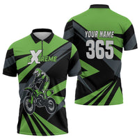 Custom Green Extreme Motocross Zipper Polo Shirt Dirt Bike Rider Design - Wonder Print Shop