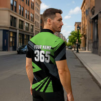 Custom Green Extreme Motocross Zipper Polo Shirt Dirt Bike Rider Design - Wonder Print Shop