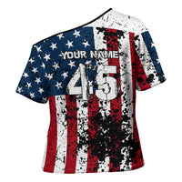 Custom American Flag Motocross Cross Shoulder Shirt with Eagle Graphic - Wonder Print Shop